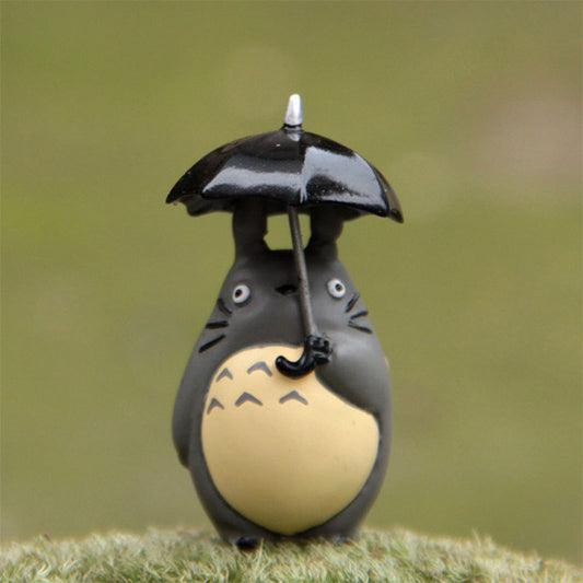 Mini dekoráció – Totoro figura, fatönk, macska és esernyő – DIY pozsgás növényekhez