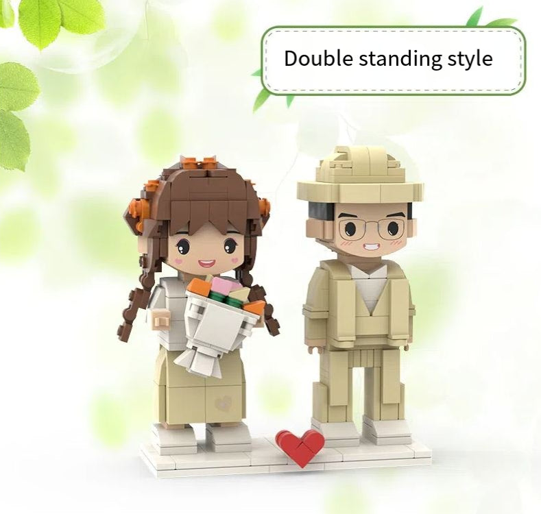 Egyedi LEGO stílusú fotófigura szerelmespároknak – személyre szabott DIY ajándék