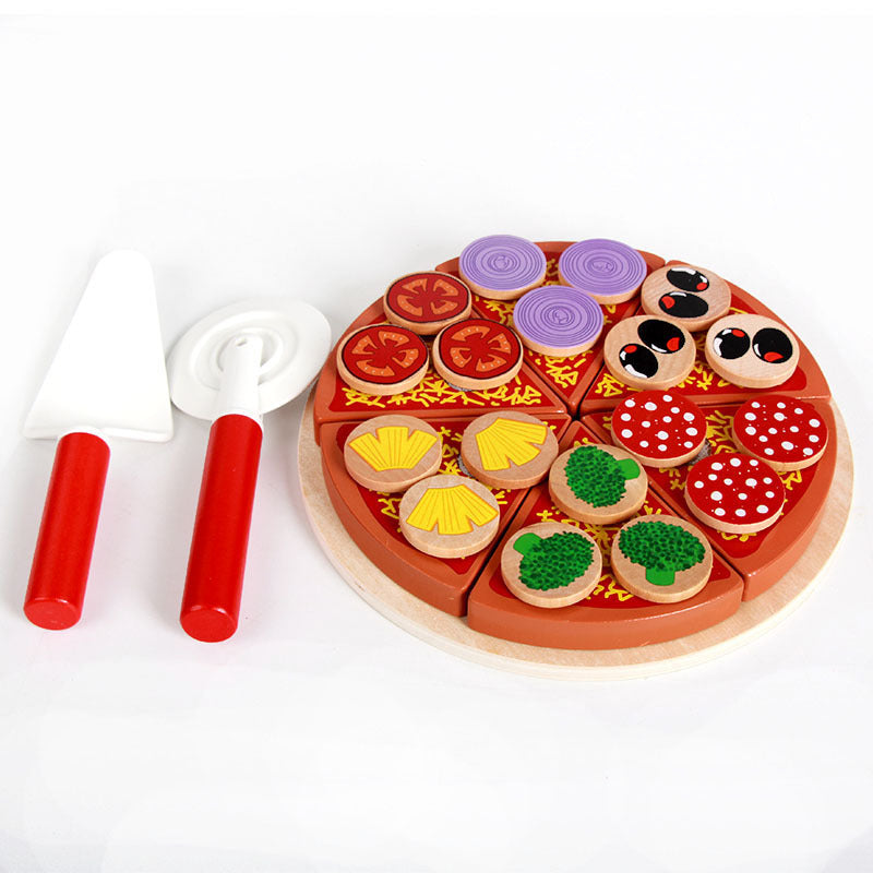 Fa pizza játék szett gyerekeknek – Szerepjáték konyhai puzzle, karácsonyi ajándék