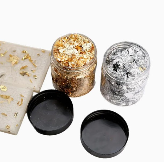 Arany & Ezüst Fólia Pelyhek – gyantázáshoz, festéshez, dekorációhoz