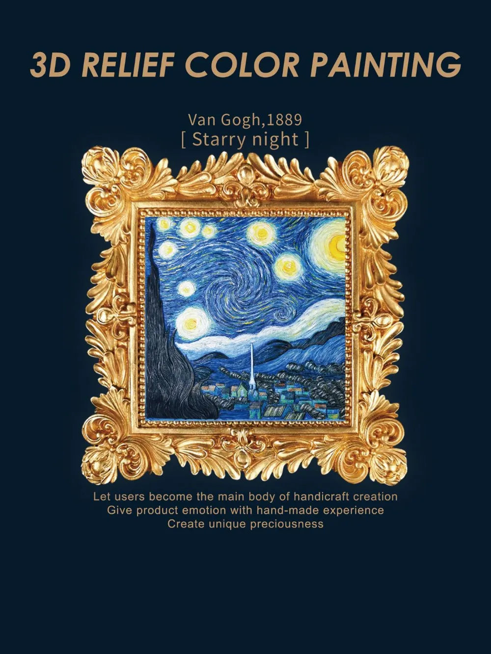 Van Gogh Csillagos éj – 3D domborhatású olajfestmény készlet (DIY)
