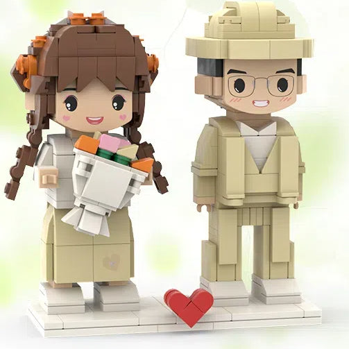 Egyedi fotós LEGO stílusú figura pároknak – személyre szabható dísz
