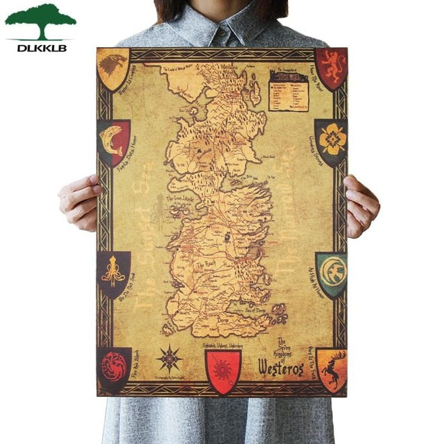 Westeros térkép – Game of Thrones kraft papír poszter (42×30 cm)