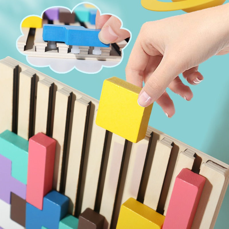 Fa Tetris puzzle játék gyerekeknek – Fejlesztő logikai játék, 4-6 éveseknek