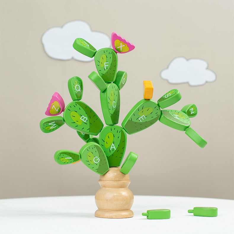 Fa kaktusz építőjáték – Montessori fejlesztő puzzle 1 éves kortól