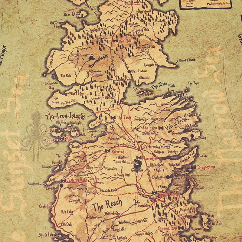 Westeros térkép – Game of Thrones kraft papír poszter (42×30 cm)