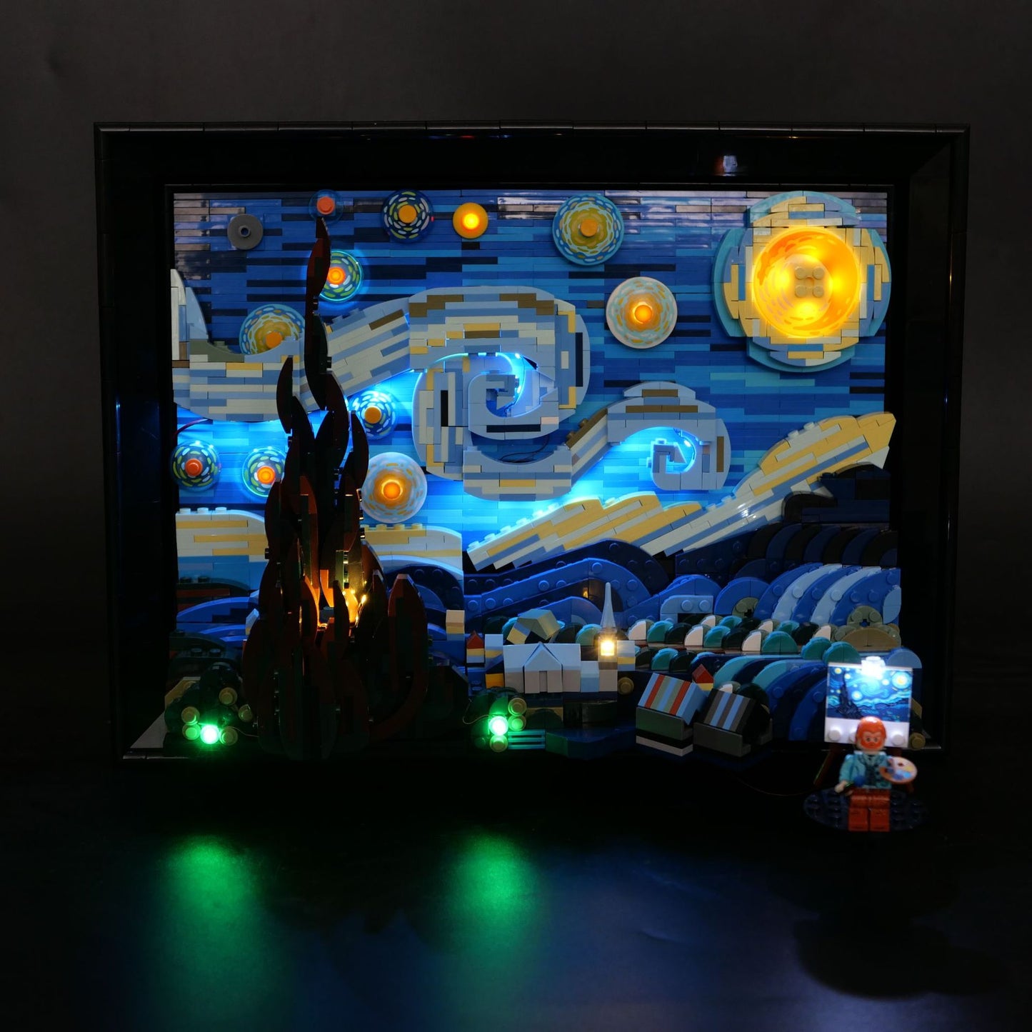 Van Gogh Csillagos éj építőjáték LED világítással – Távirányítós dekorlámpa