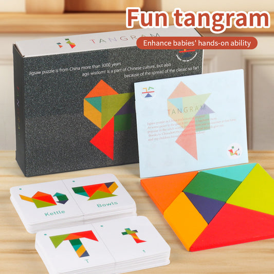 3D Tangram Puzzle – Kreatív fa kirakó gyerekeknek