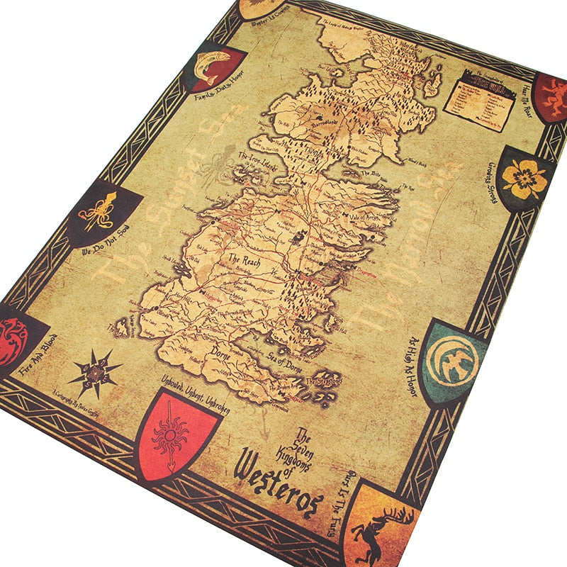 Westeros térkép – Game of Thrones kraft papír poszter (42×30 cm)