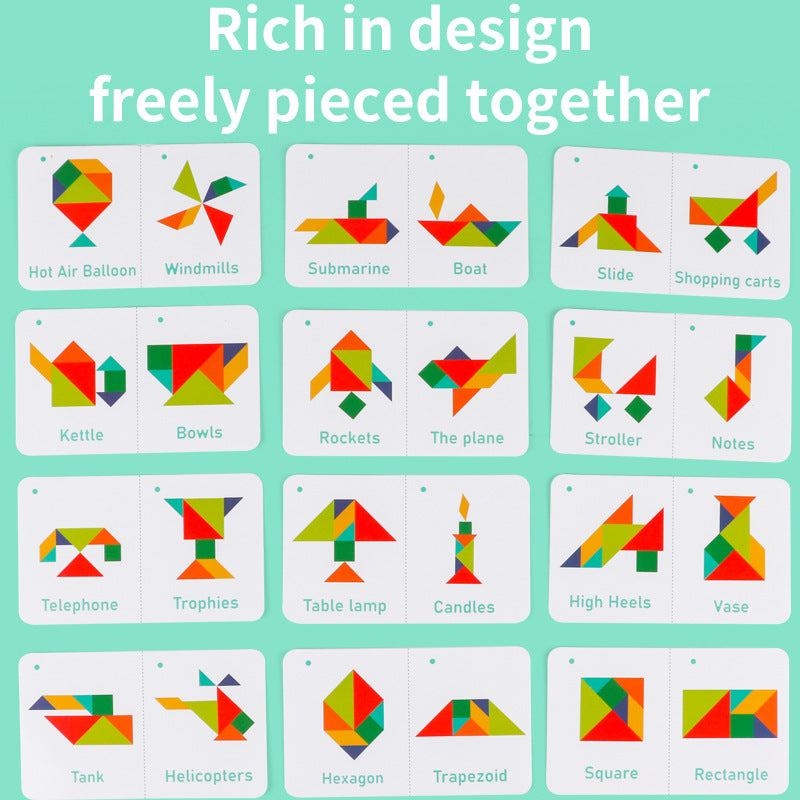 3D Tangram Puzzle – Kreatív fa kirakó gyerekeknek