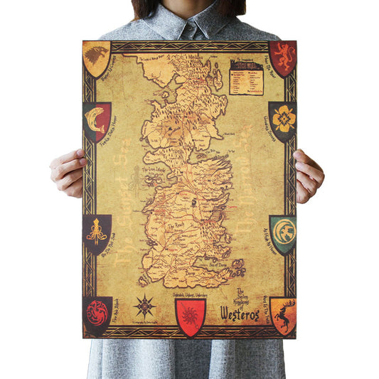 Westeros térkép – Game of Thrones kraft papír poszter (42×30 cm)