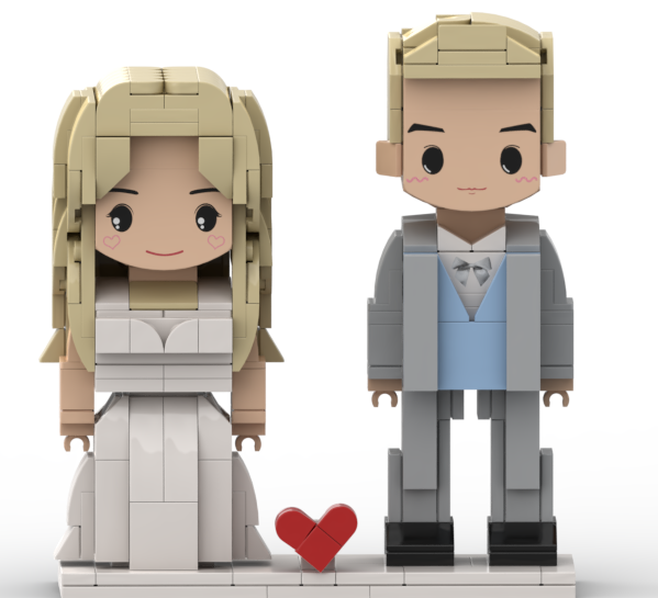 Egyedi fénykép alapján készült LEGO stílusú figura pároknak esküvőre