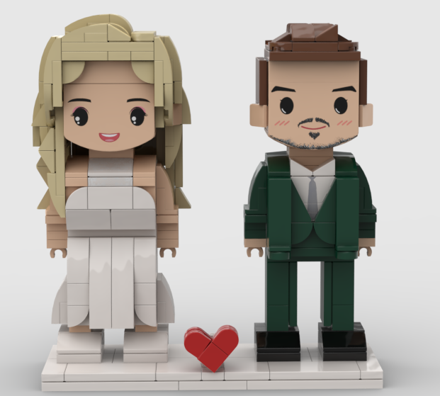 Egyedi fénykép alapján készült LEGO stílusú figura. esküvőre