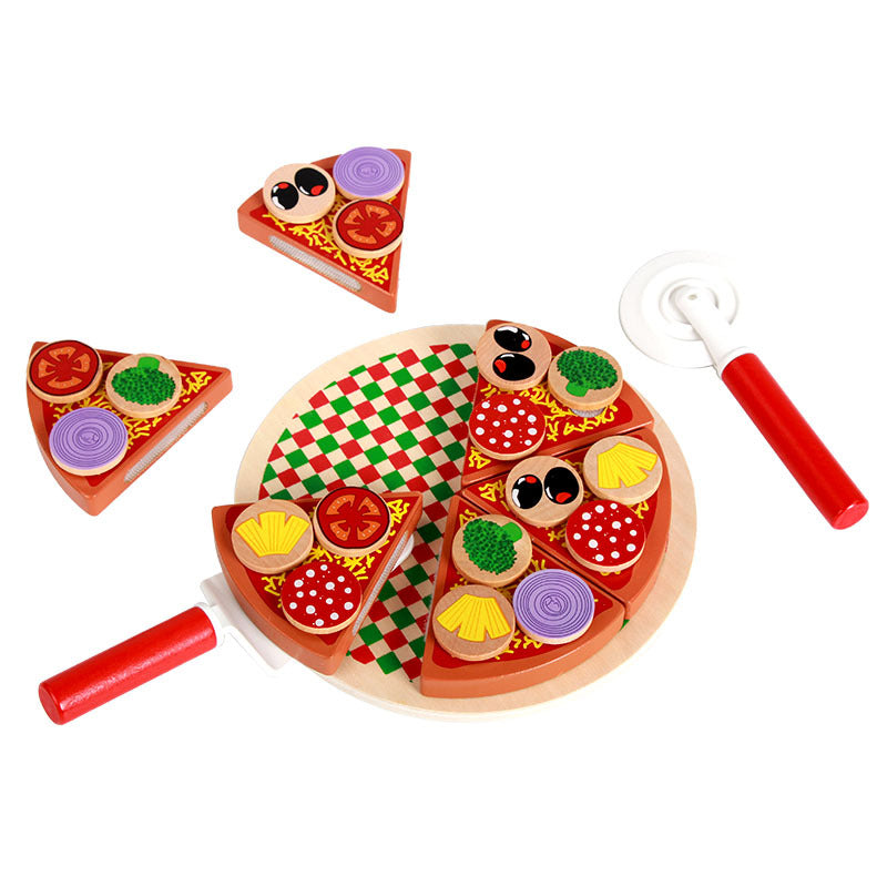 Fa pizza játék szett gyerekeknek – Szerepjáték konyhai puzzle, karácsonyi ajándék