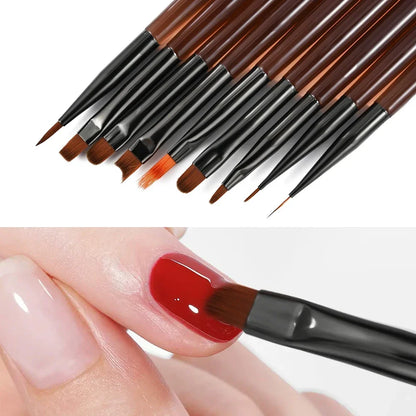 9 darabos UV Gél Körömfestő Ecsetkészlet – DIY körömdíszítő szett