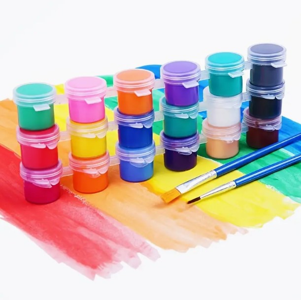 12 darabos akrilfesték szett ecsetekkel – kreatív DIY
