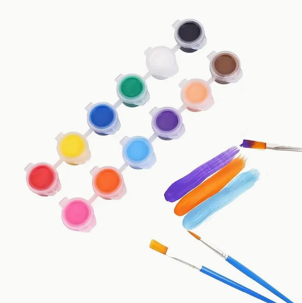 12 darabos akrilfesték szett ecsetekkel – kreatív DIY