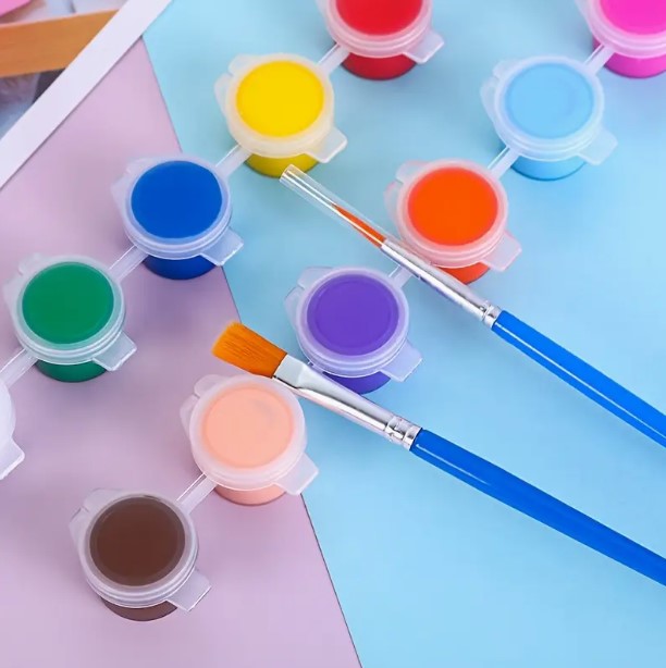 12 darabos akrilfesték szett ecsetekkel – kreatív DIY
