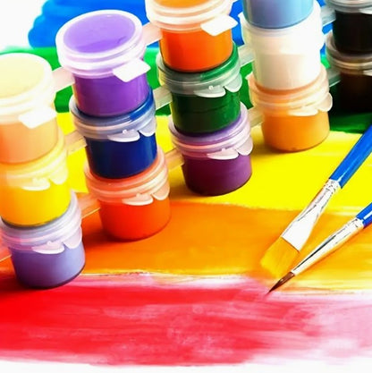 12 darabos akrilfesték szett ecsetekkel – kreatív DIY