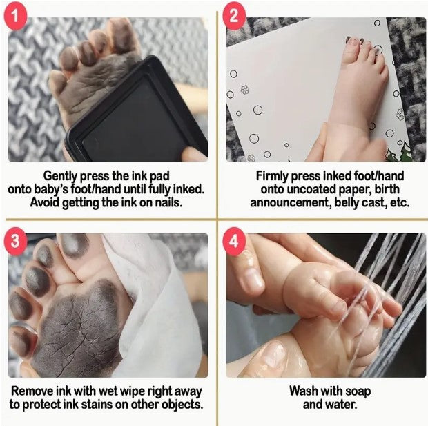 DIY kéz- és lábnyomatkészlet babáknak – tintapárna és képkeret szett