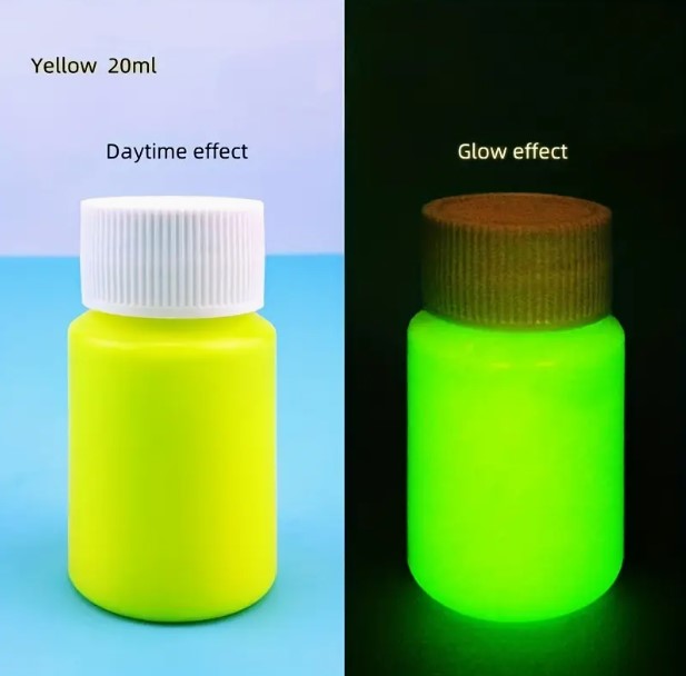 20 ml szuperfényes sötétben világító akrilfesték – vízálló, tartós, ruhára és dekorációra