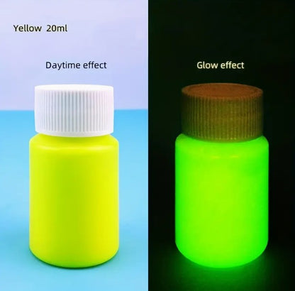 20 ml szuperfényes sötétben világító akrilfesték – vízálló, tartós, ruhára és dekorációra