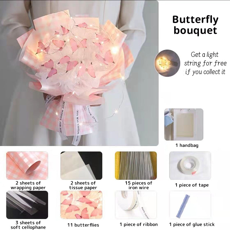 DIY Pillangós Virágcsokor Világító Füzérrel