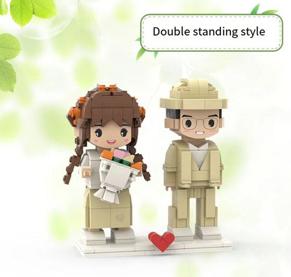 Egyedi LEGO stílusú fotófigura szerelmespároknak – személyre szabott DIY ajándék