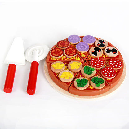 Fa pizza játék szett gyerekeknek – Szerepjáték konyhai puzzle, karácsonyi ajándék