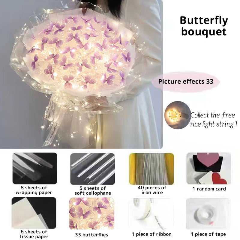 DIY Pillangós Virágcsokor Világító Füzérrel