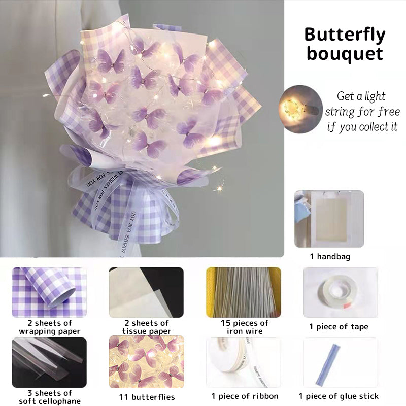 DIY Pillangós Virágcsokor Világító Füzérrel
