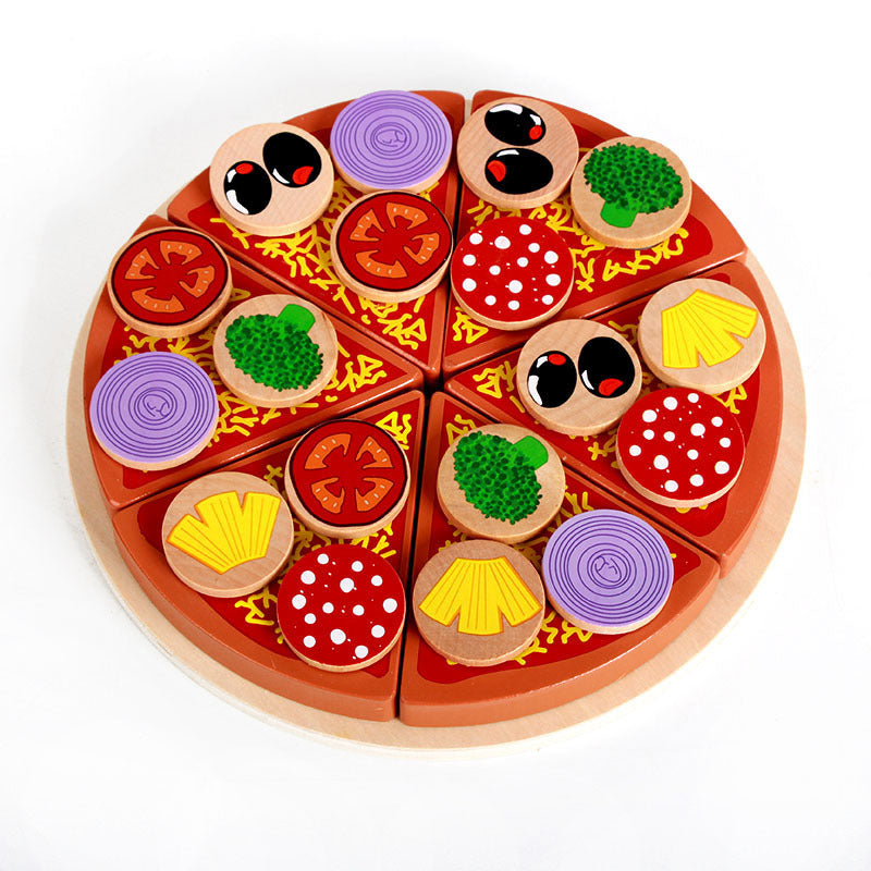 Fa pizza játék szett gyerekeknek – Szerepjáték konyhai puzzle, karácsonyi ajándék