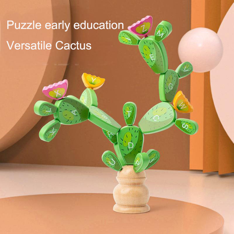 Fa kaktusz építőjáték – Montessori fejlesztő puzzle 1 éves kortól