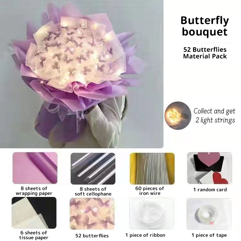 DIY Pillangós Virágcsokor Világító Füzérrel
