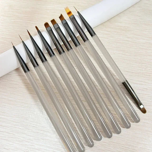 9 darabos UV Gél Körömfestő Ecsetkészlet – DIY körömdíszítő szett