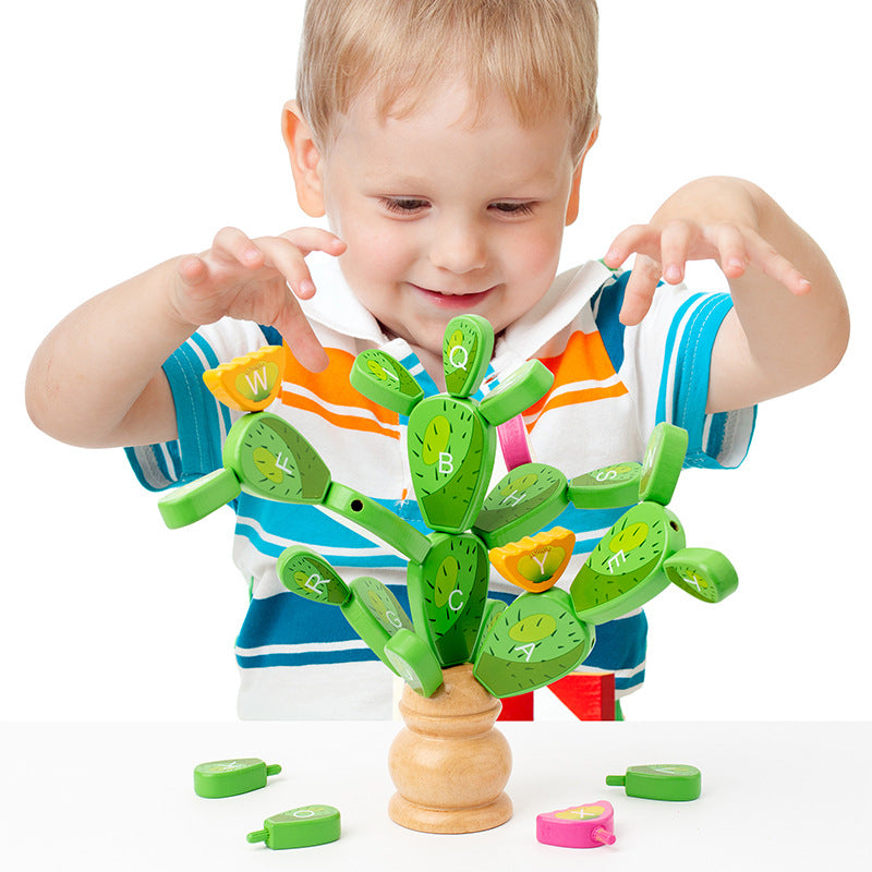 Fa kaktusz építőjáték – Montessori fejlesztő puzzle 1 éves kortól