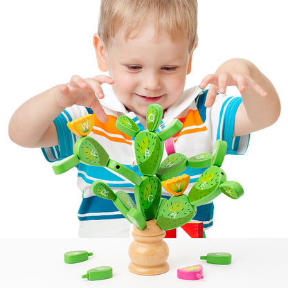 Fa kaktusz építőjáték – Montessori fejlesztő puzzle 1 éves kortól