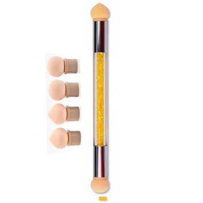 Nail Art Gradient Ecset 4 cserélhető szivacsfejjel – Kétvégű, strasszos manikűr eszköz