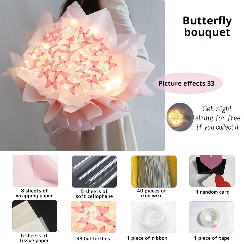 DIY Pillangós Virágcsokor Világító Füzérrel