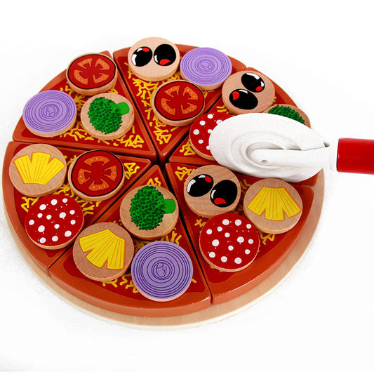 Fa pizza játék szett gyerekeknek – Szerepjáték konyhai puzzle, karácsonyi ajándék