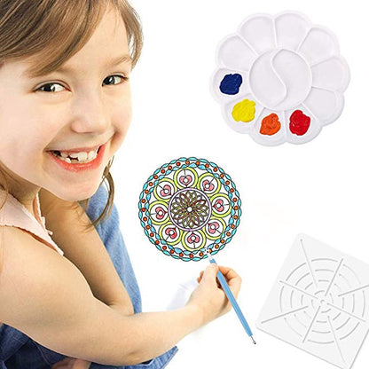 19 darabos mandala pontozó készlet – Stencilekkel, tálcával, hordtáskával