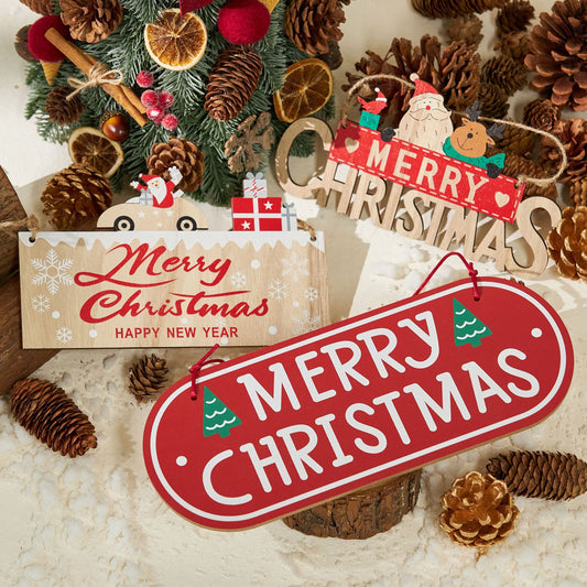 Merry Christmas feliratú fa tábla – karácsonyi DIY dekorációs akasztó