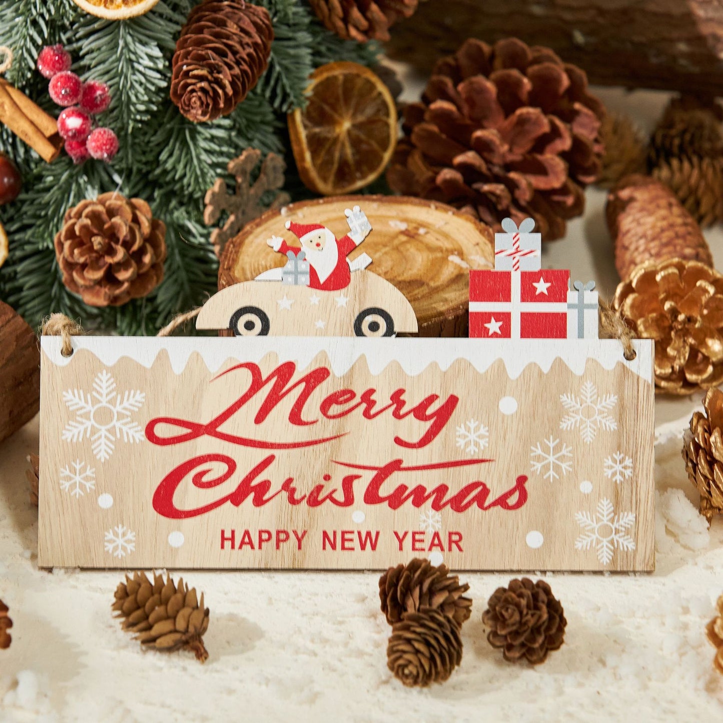Merry Christmas feliratú fa tábla – karácsonyi DIY dekorációs akasztó