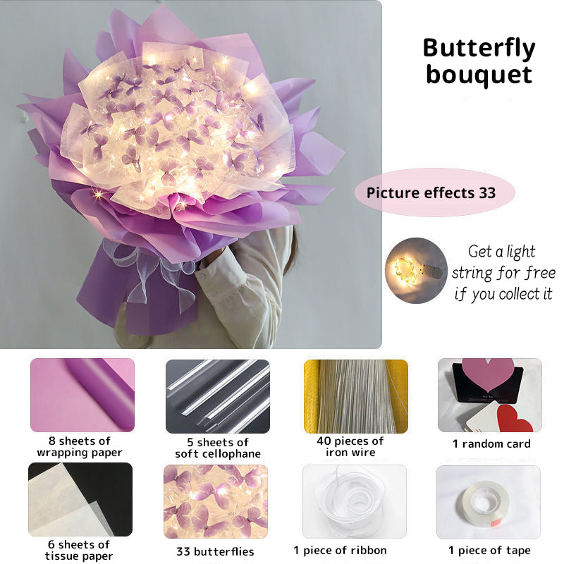 DIY Pillangós Virágcsokor Világító Füzérrel