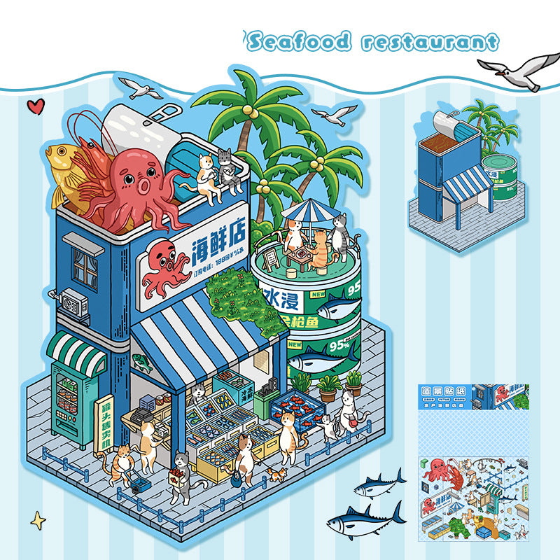 Tájkép matricakészlet – 3D hatású jelenetkollázs, miniatűr dekorációkhoz (DIY)