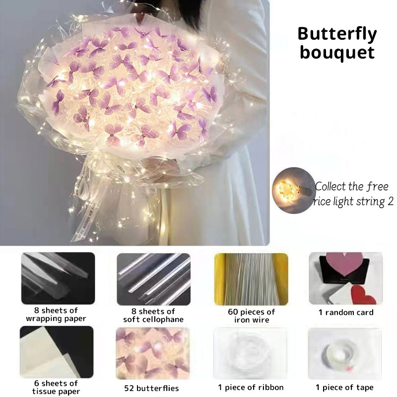 DIY Pillangós Virágcsokor Világító Füzérrel
