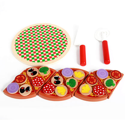 Fa pizza játék szett gyerekeknek – Szerepjáték konyhai puzzle, karácsonyi ajándék