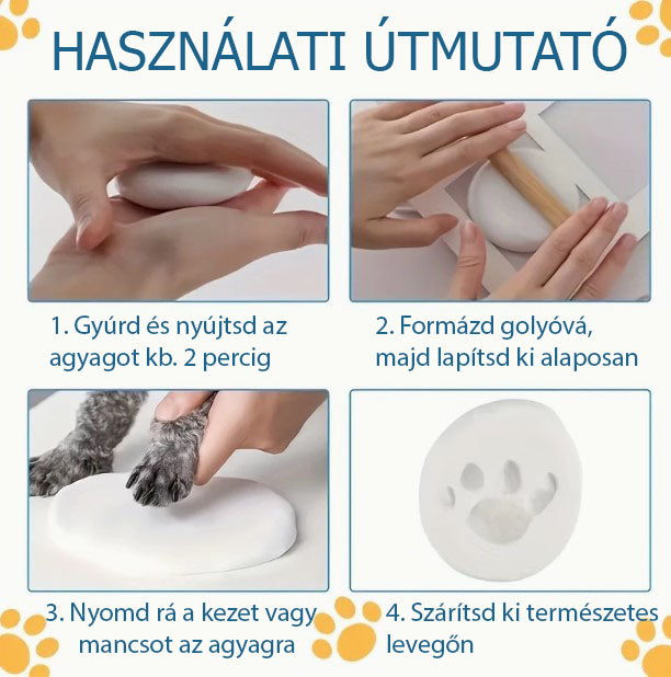 Kisállat mancsnyomat agyag – 20g puha nyomásra formázható anyag, kéz- és lábnyomat készítéshez