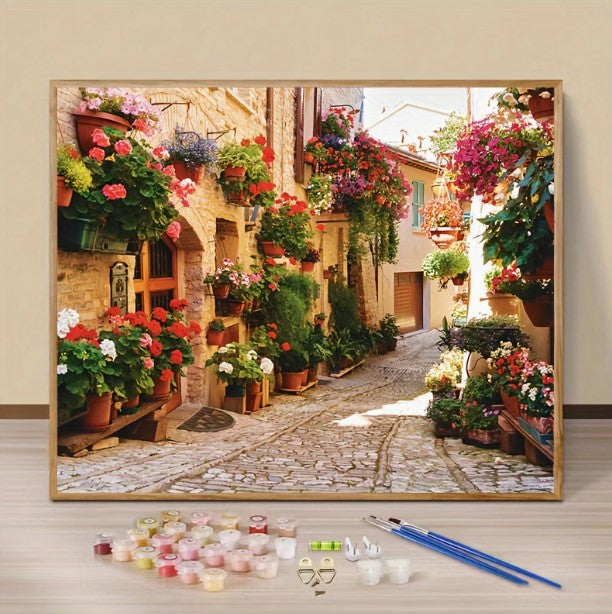 Szám szerinti festés – Modern utcai tájkép festőkészlet felnőtteknek (40×50 cm, keret nélkül)