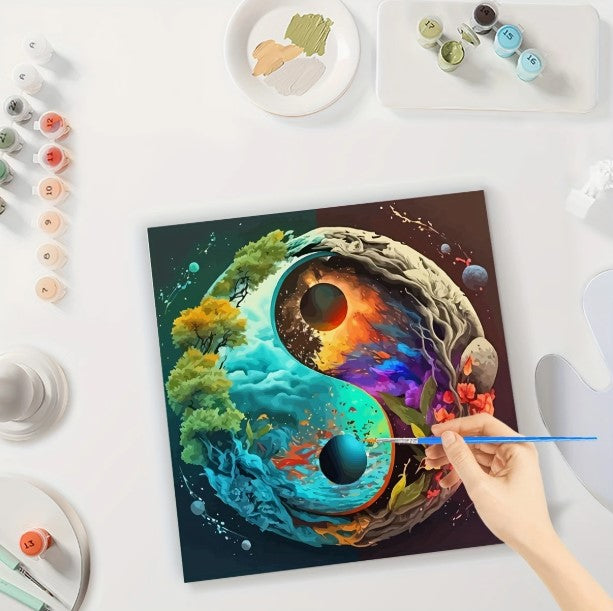 Számfestés – Tai Ji fa modern festőkészlet (40×40 cm, keret nélkül)
